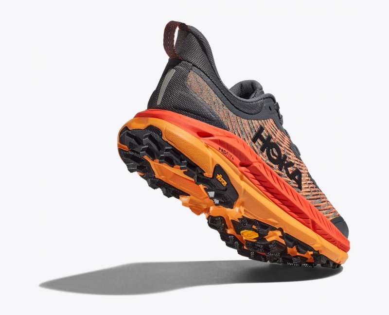 Men's HOKA Mafate Speed 4 Trail Running Shoes Dark Grey / Orange | VQGLP-2965