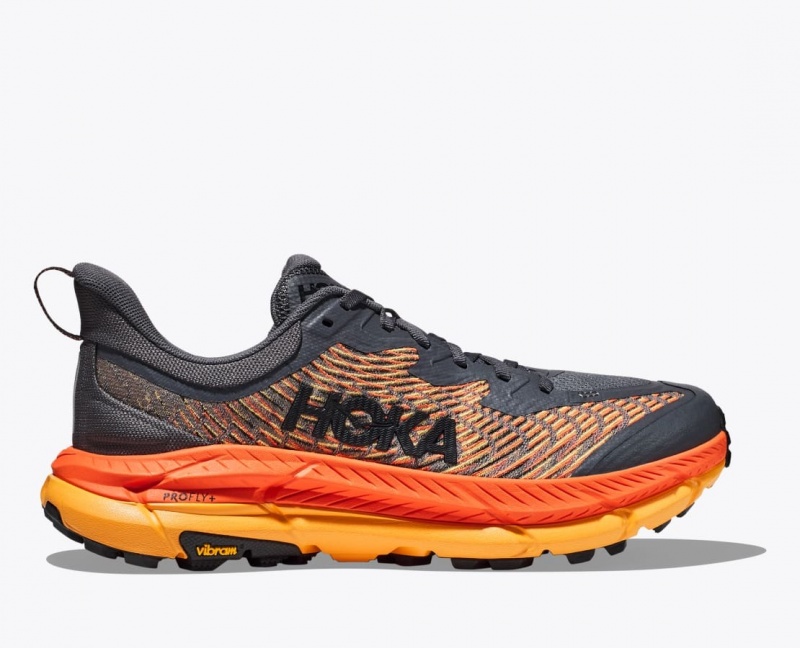 Men\'s HOKA Mafate Speed 4 Trail Running Shoes Dark Grey / Orange | VQGLP-2965