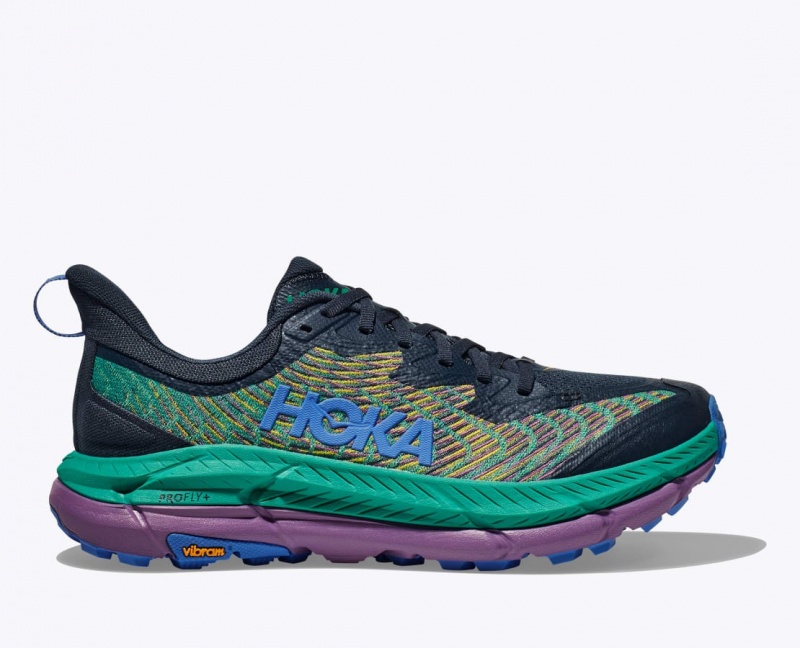 Men\'s HOKA Mafate Speed 4 Trail Running Shoes Dark Blue / Green | OAWLM-5704