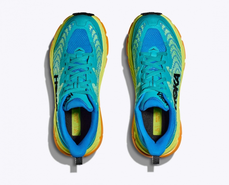 Men's HOKA Mafate Speed 4 Trail Running Shoes Turquoise / Green / Orange | ATXZS-6102