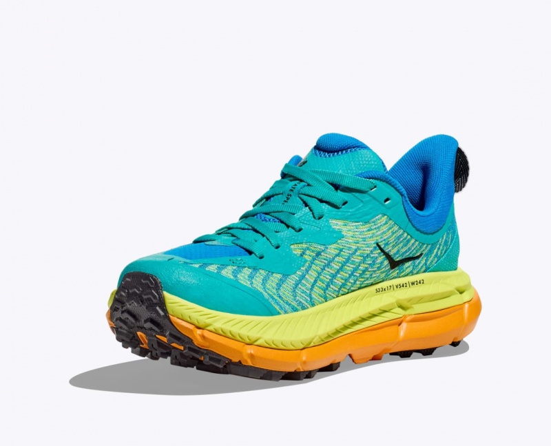 Men's HOKA Mafate Speed 4 Trail Running Shoes Turquoise / Green / Orange | ATXZS-6102