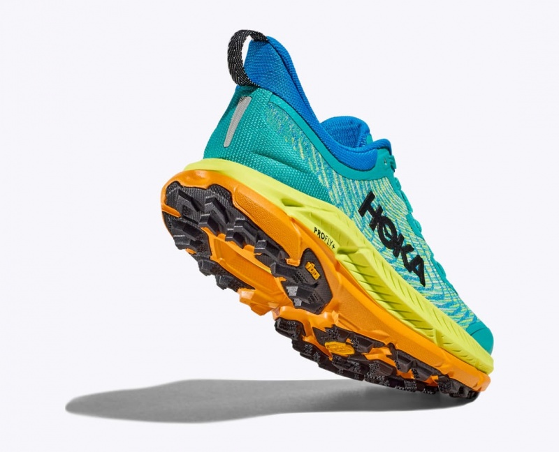 Men's HOKA Mafate Speed 4 Trail Running Shoes Turquoise / Green / Orange | ATXZS-6102