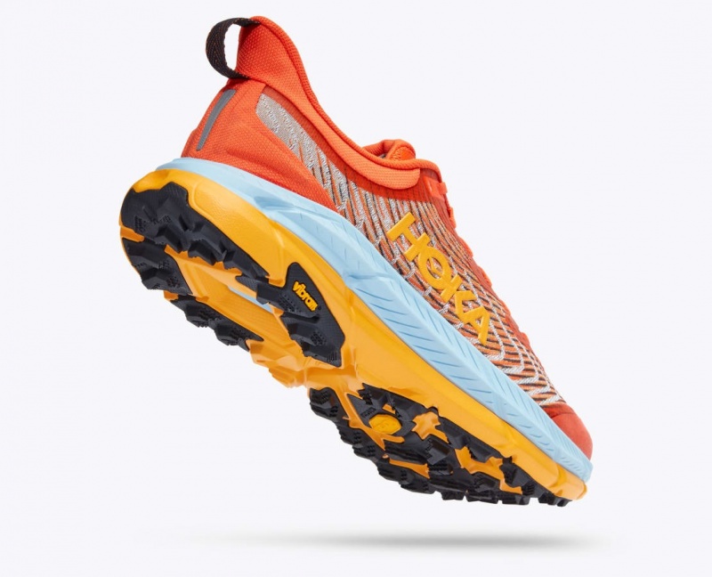 Men's HOKA Mafate Speed 4 Trail Running Shoes Coral / Light Blue / Orange | JIESY-9054