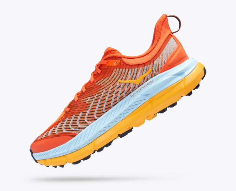 Men's HOKA Mafate Speed 4 Trail Running Shoes Coral / Light Blue / Orange | JIESY-9054