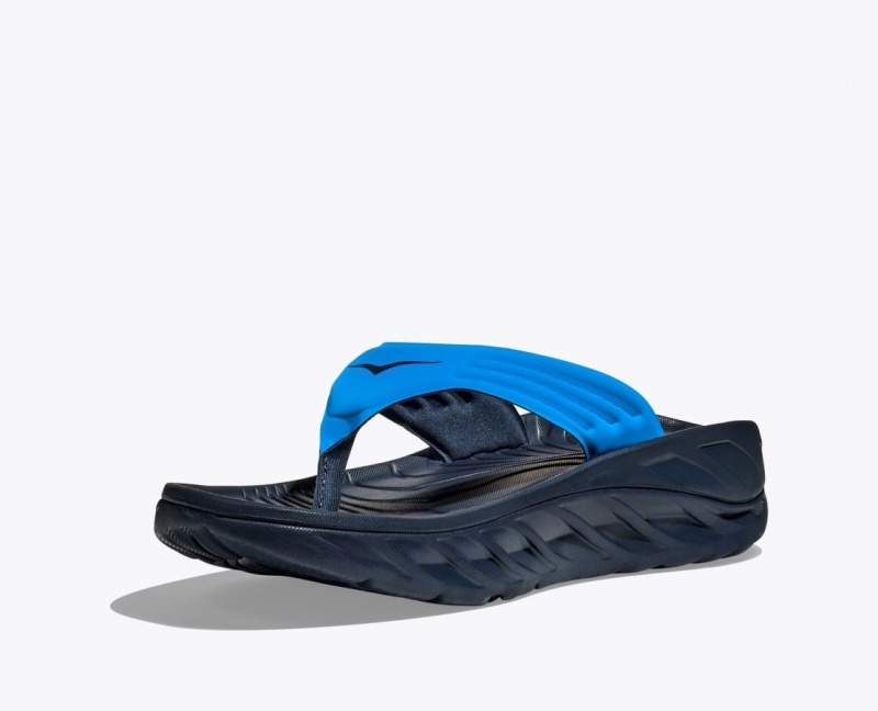 Men's HOKA ORA Recovery Flip Flops Blue / Black | QLFNB-6370