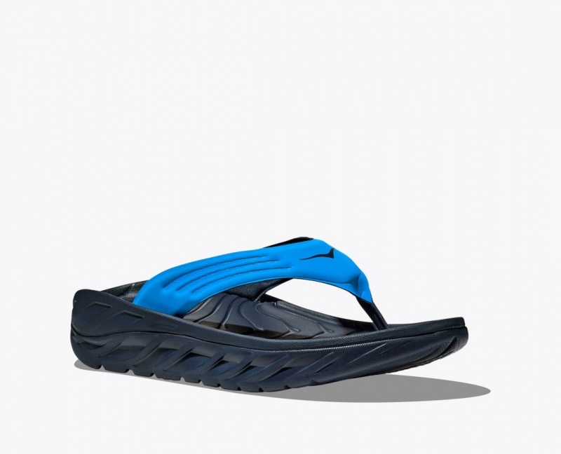 Men's HOKA ORA Recovery Flip Flops Blue / Black | QLFNB-6370