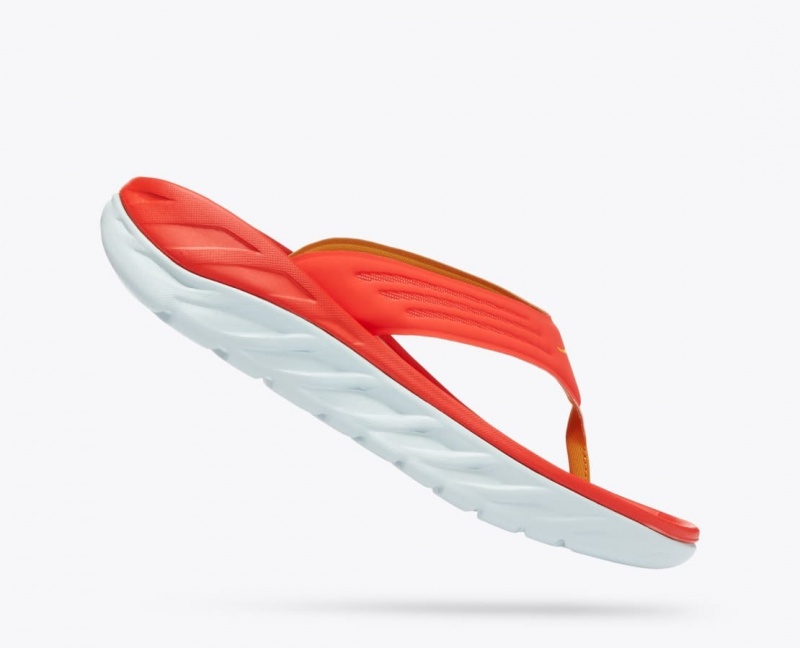 Men's HOKA ORA Recovery Flip Flops Dark Coral | KSOVJ-9741