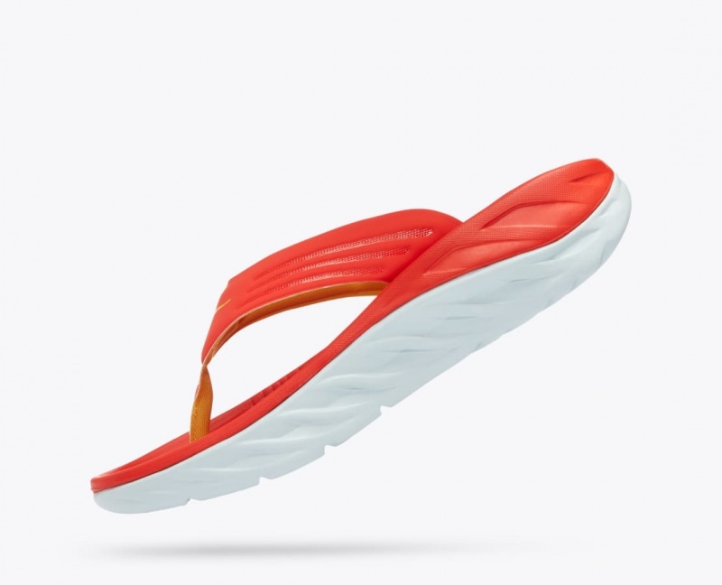 Men's HOKA ORA Recovery Flip Flops Dark Coral | KSOVJ-9741