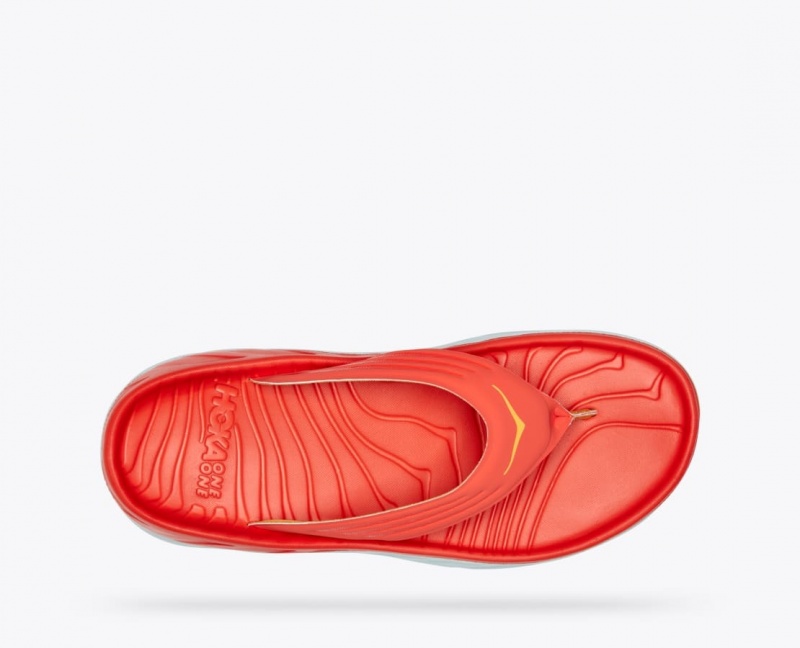 Men's HOKA ORA Recovery Flip Flops Dark Coral | KSOVJ-9741