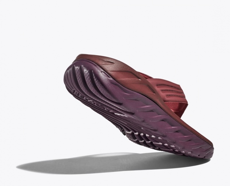 Men's HOKA ORA Recovery Flip Flops Dark Red | JIPSC-3150