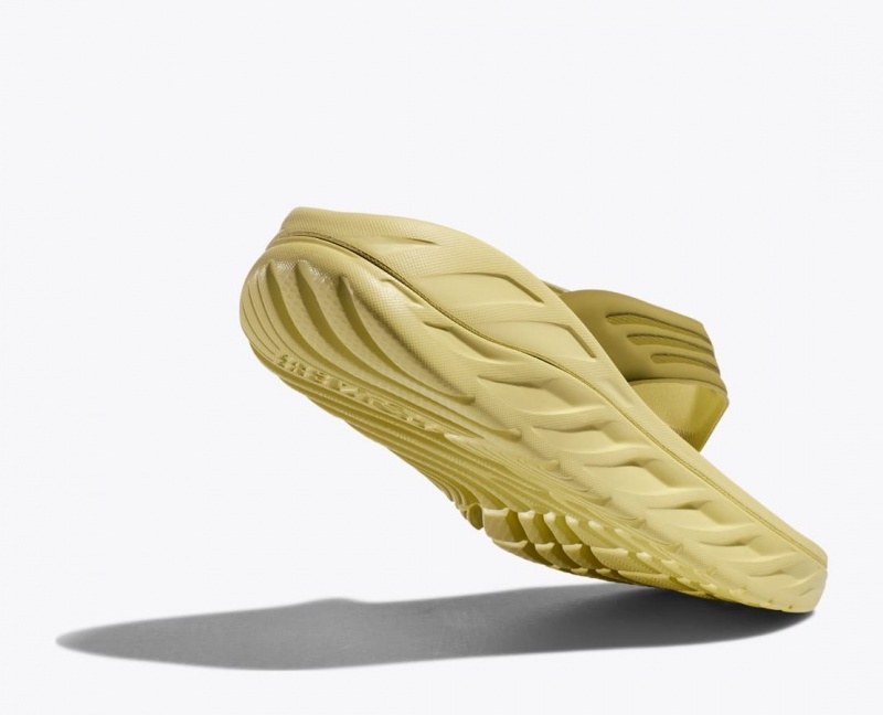 Men's HOKA ORA Recovery Flip Flops Khaki | OUDQC-0653