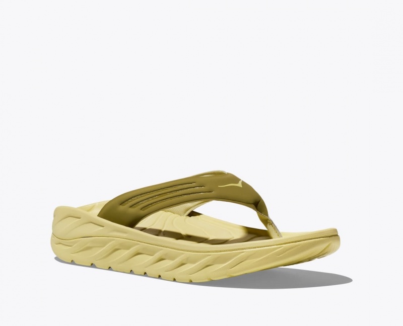 Men's HOKA ORA Recovery Flip Flops Khaki | OUDQC-0653