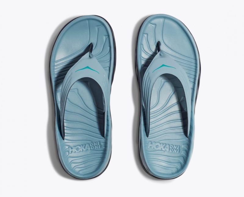 Men's HOKA ORA Recovery Flip Flops Light Blue / Black | XVCNQ-8537