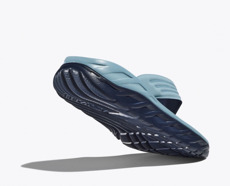 Men's HOKA ORA Recovery Flip Flops Light Blue / Black | XVCNQ-8537