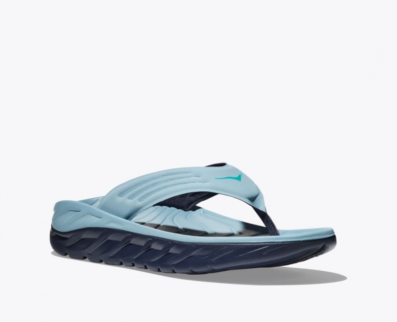 Men's HOKA ORA Recovery Flip Flops Light Blue / Black | XVCNQ-8537