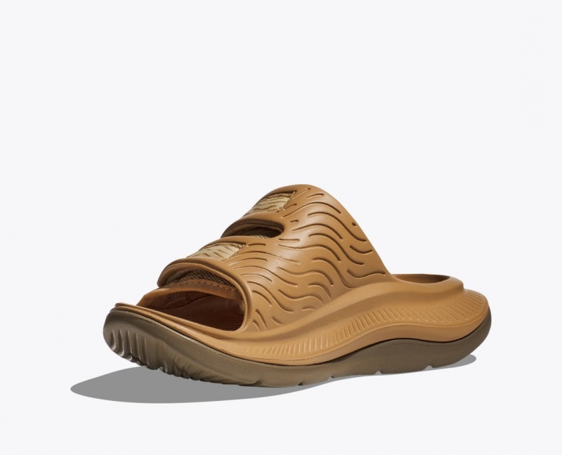 Men's HOKA Ora Luxe Slide Brown | KRGHM-4328