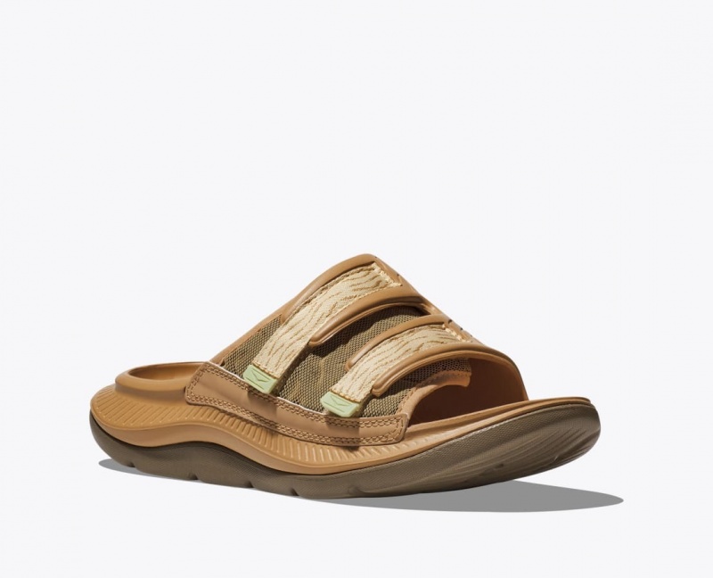 Men's HOKA Ora Luxe Slide Brown | KRGHM-4328