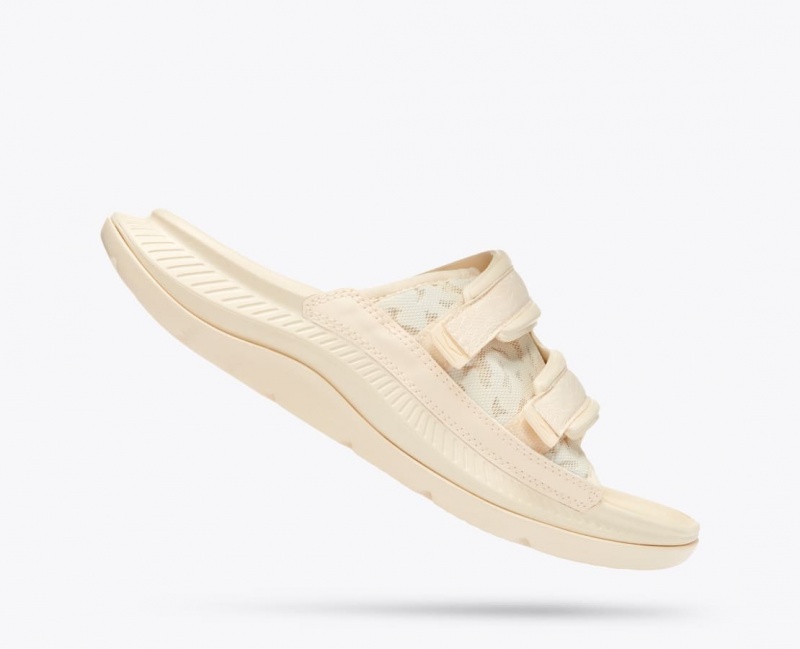 Men's HOKA Ora Luxe Slide Cream | NSITP-7590