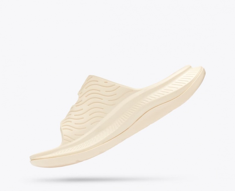 Men's HOKA Ora Luxe Slide Cream | NSITP-7590