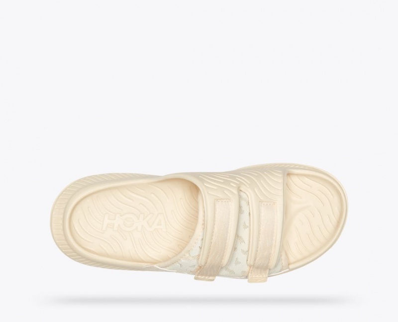 Men's HOKA Ora Luxe Slide Cream | NSITP-7590