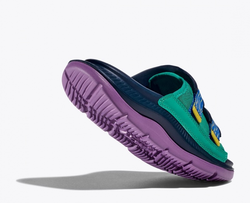 Men's HOKA Ora Luxe Slide Dark Blue / Green / Purple | WFEOP-8964