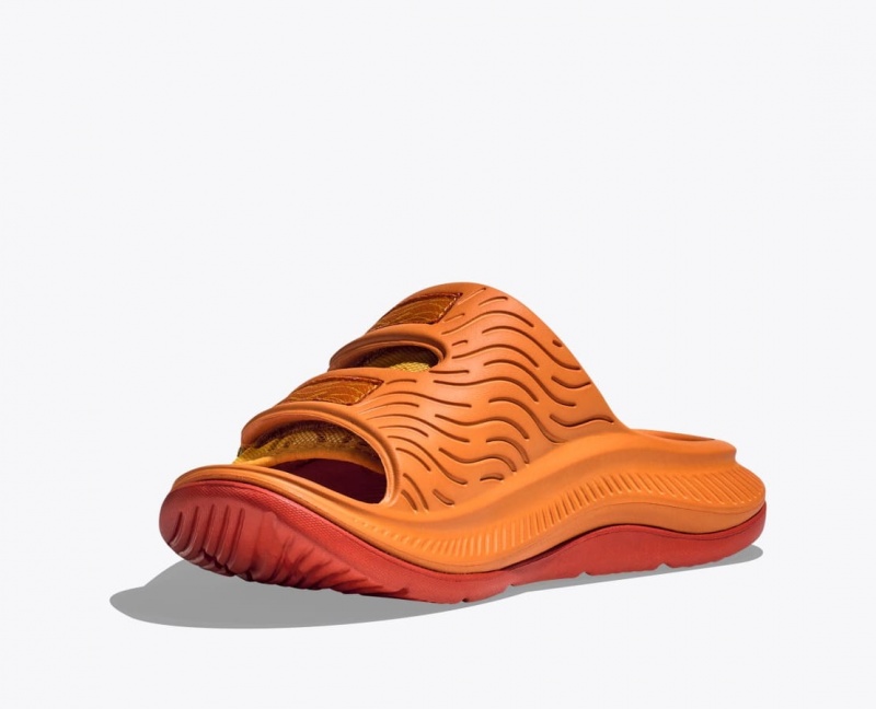 Men's HOKA Ora Luxe Slide Dark Orange | RCUIM-1340