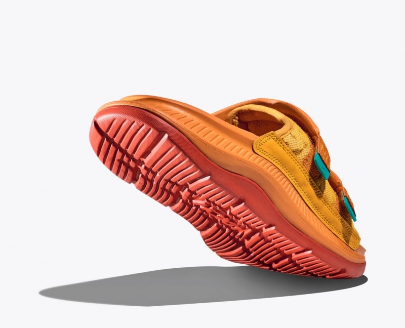 Men's HOKA Ora Luxe Slide Dark Orange | RCUIM-1340