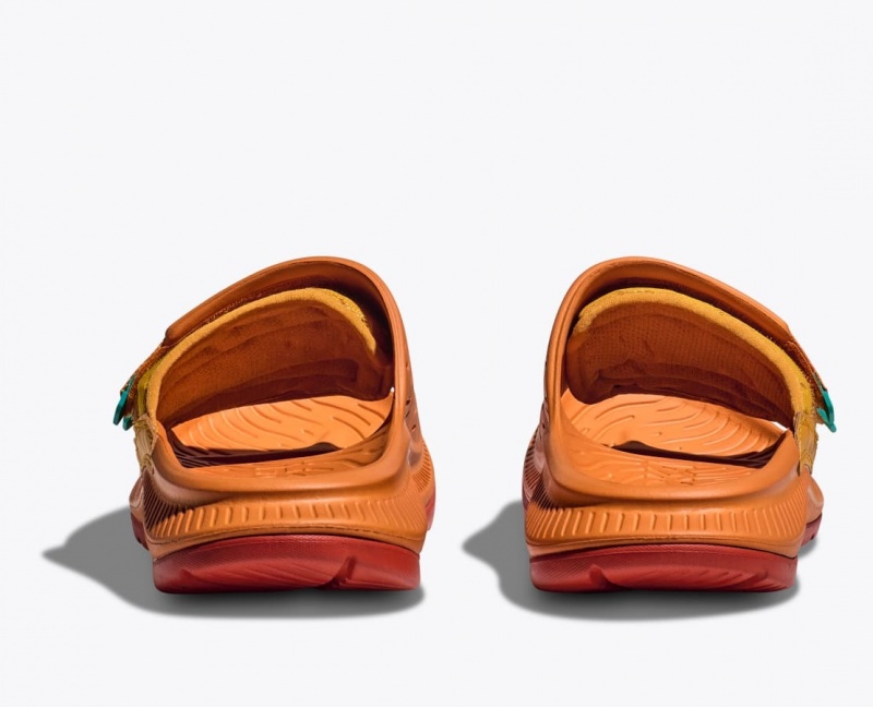 Men's HOKA Ora Luxe Slide Dark Orange | RCUIM-1340