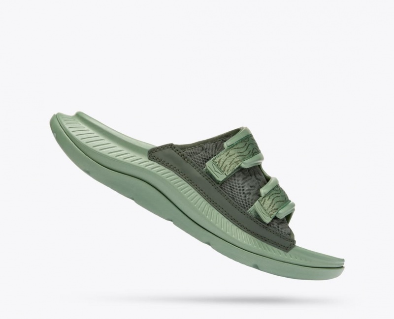 Men's HOKA Ora Luxe Slide Green | WOTQD-0687