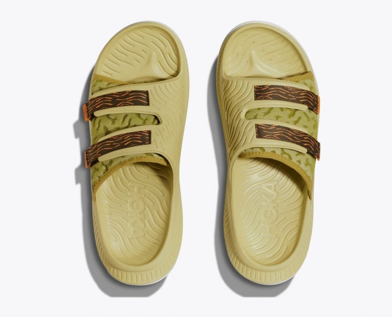 Men's HOKA Ora Luxe Slide Khaki / Brown | BIWMT-5814