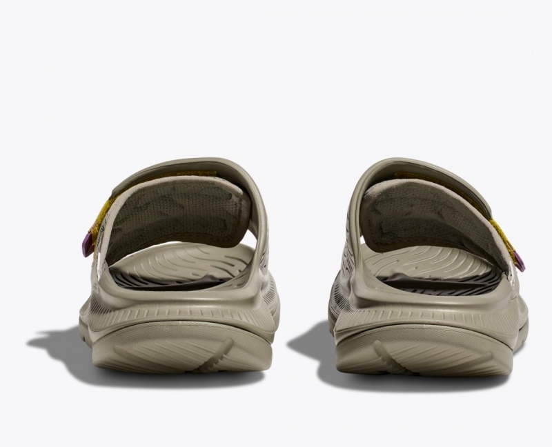 Men's HOKA Ora Luxe Slide Khaki / Yellow | IJVRB-4826