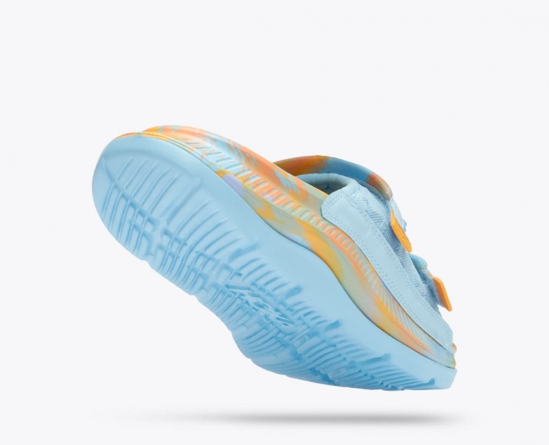 Men's HOKA Ora Luxe Slide Light Blue / Orange | DVXKT-7542