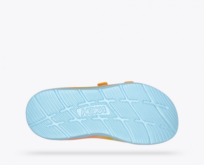 Men's HOKA Ora Luxe Slide Light Blue / Orange | DVXKT-7542