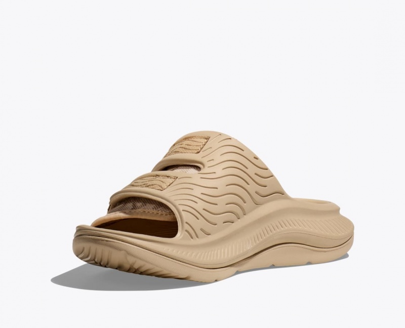 Men's HOKA Ora Luxe Slide Light Khaki | XODGV-6145