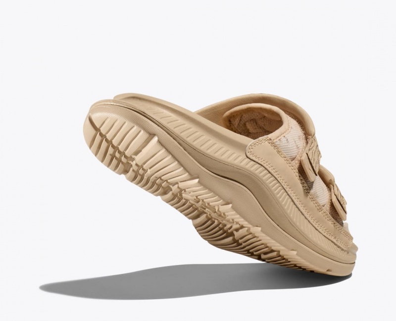 Men's HOKA Ora Luxe Slide Light Khaki | XODGV-6145