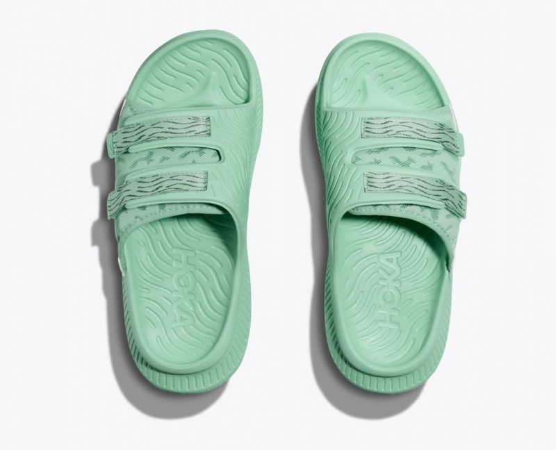 Men's HOKA Ora Luxe Slide Mint | HKQAT-8607