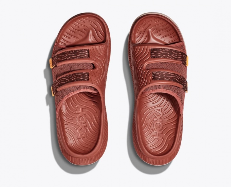 Men's HOKA Ora Luxe Slide Red Brown | KHWLX-3861