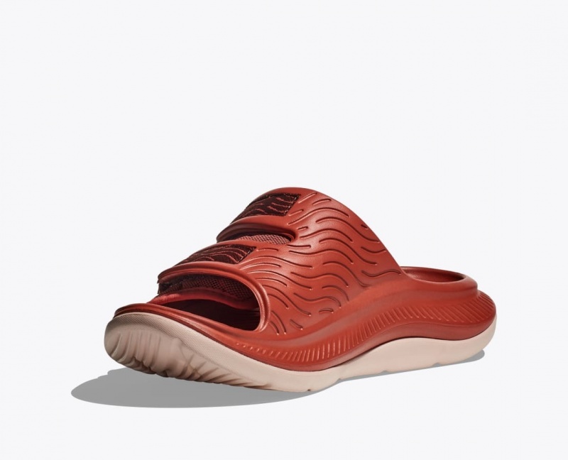 Men's HOKA Ora Luxe Slide Red Brown | KHWLX-3861