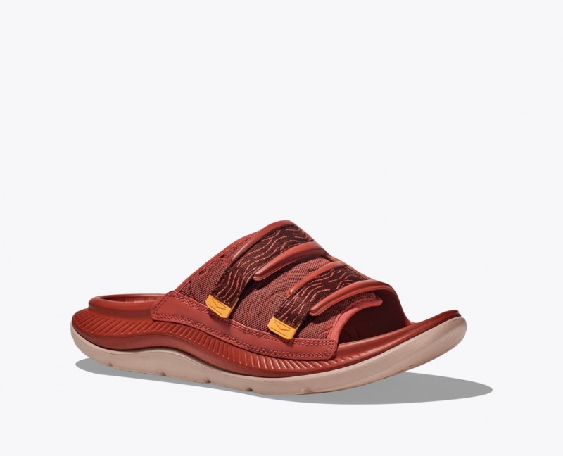 Men's HOKA Ora Luxe Slide Red Brown | KHWLX-3861