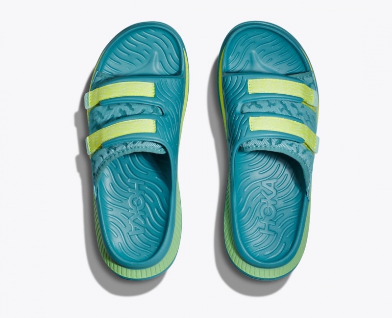 Men's HOKA Ora Luxe Slide Turquoise | KTPDW-9842