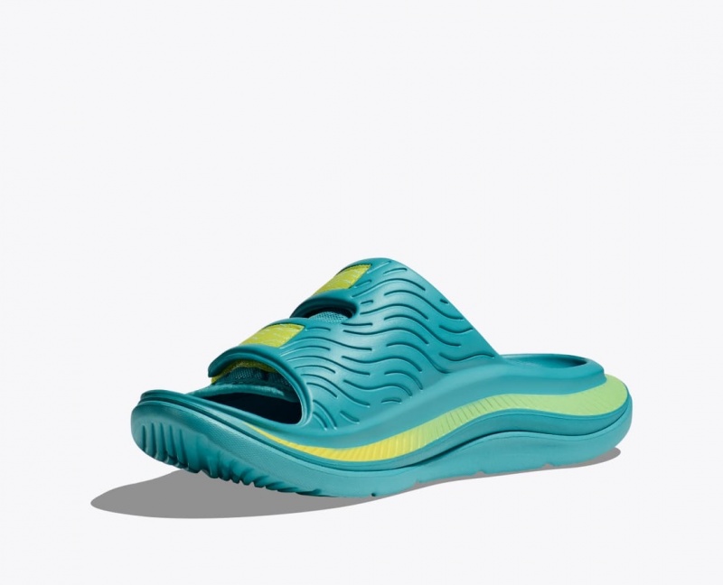 Men's HOKA Ora Luxe Slide Turquoise | KTPDW-9842