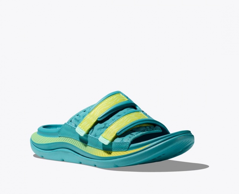 Men's HOKA Ora Luxe Slide Turquoise | KTPDW-9842