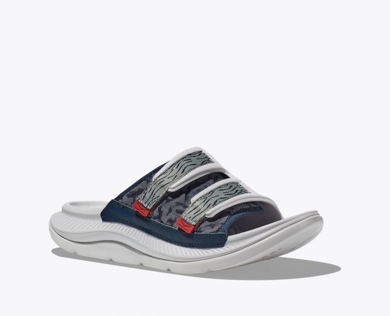 Men's HOKA Ora Luxe Slide White / Grey | ZVFYU-8457