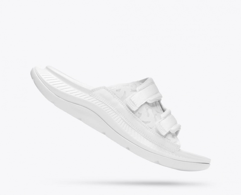 Men's HOKA Ora Luxe Slide White | MDNSC-9180