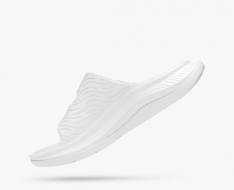 Men's HOKA Ora Luxe Slide White | MDNSC-9180