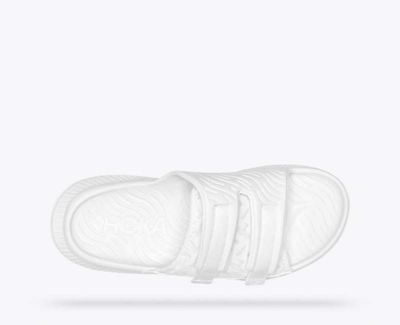 Men's HOKA Ora Luxe Slide White | MDNSC-9180