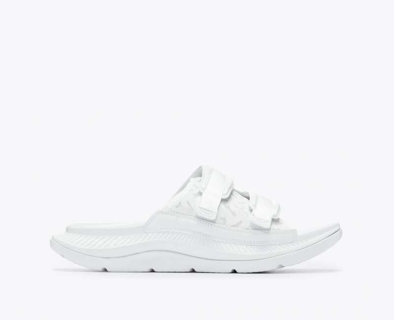 Men\'s HOKA Ora Luxe Slide White | MDNSC-9180