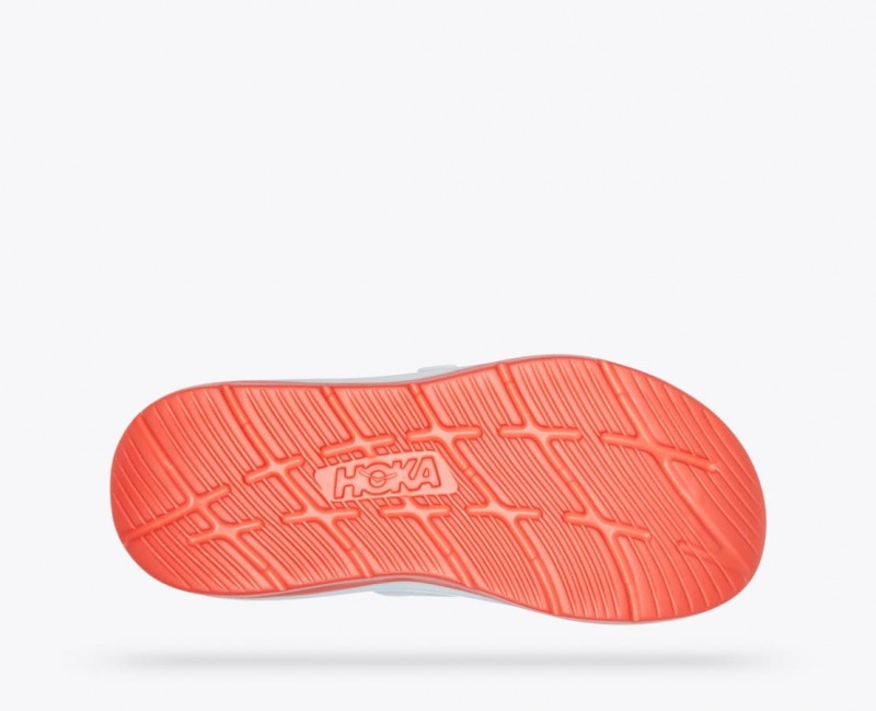 Men's HOKA Ora Luxe Slide White / Orange / Blue | UWDFM-8391