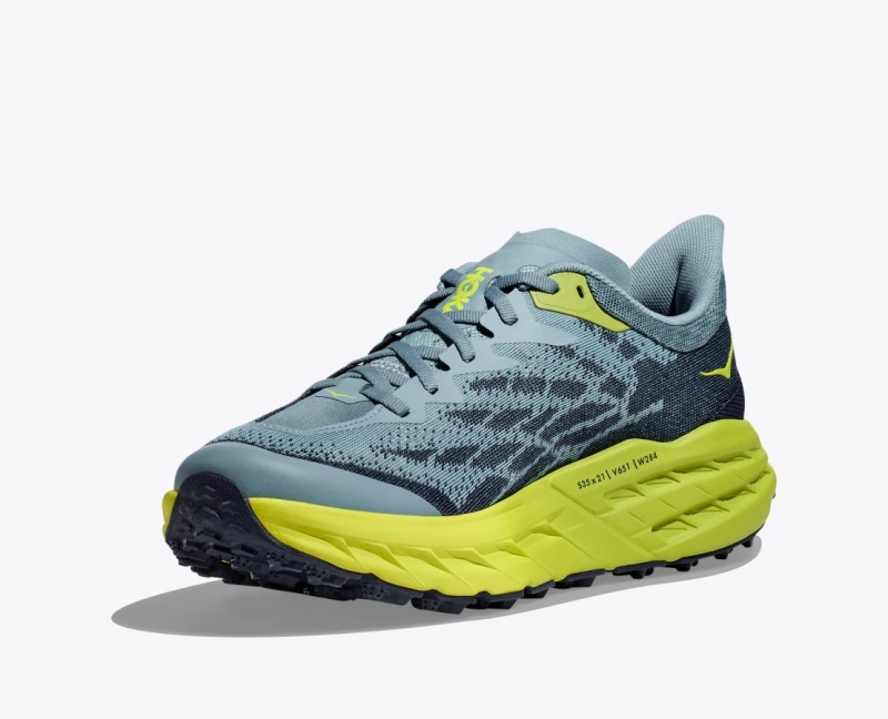 Men's HOKA Speedgoat 5 Trail Running Shoes Blue / Green / Black | VGWAR-7839