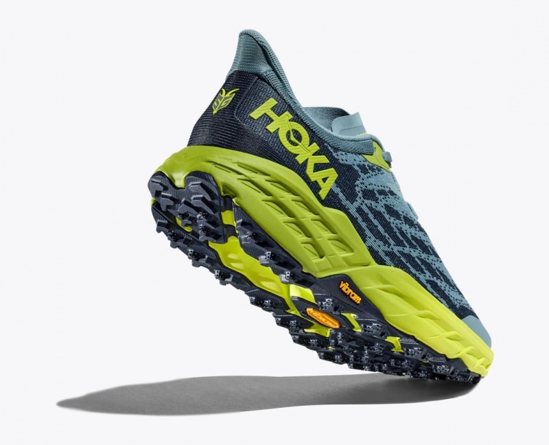 Men's HOKA Speedgoat 5 Trail Running Shoes Blue / Green / Black | VGWAR-7839